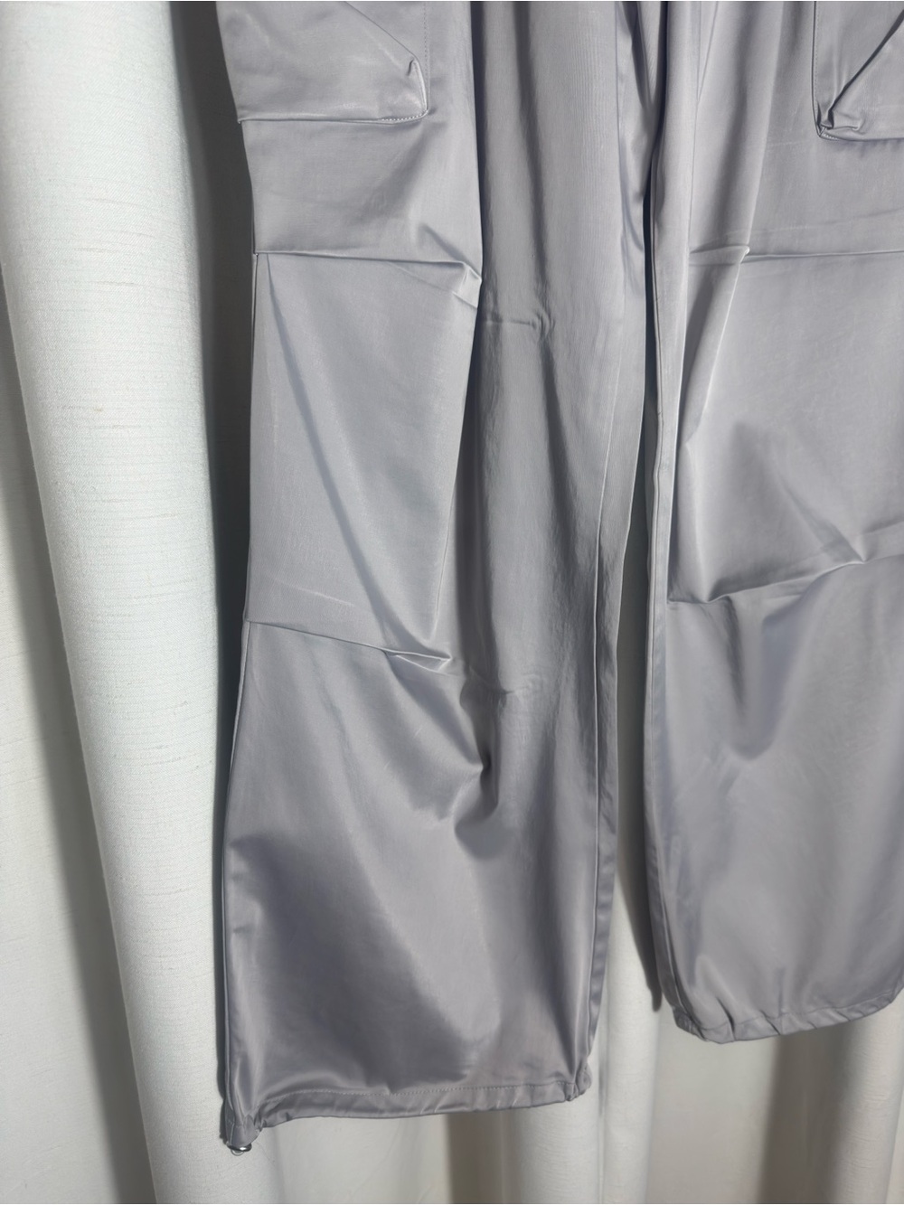 Zara Gray Satin Cargo Parachute Pants Wide Leg Size S - Picture 7 of 14